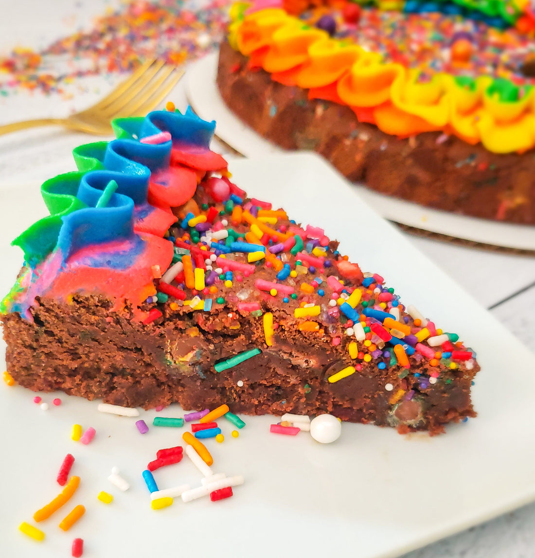 Chocolate Sugar Cookie Rainbow Cake