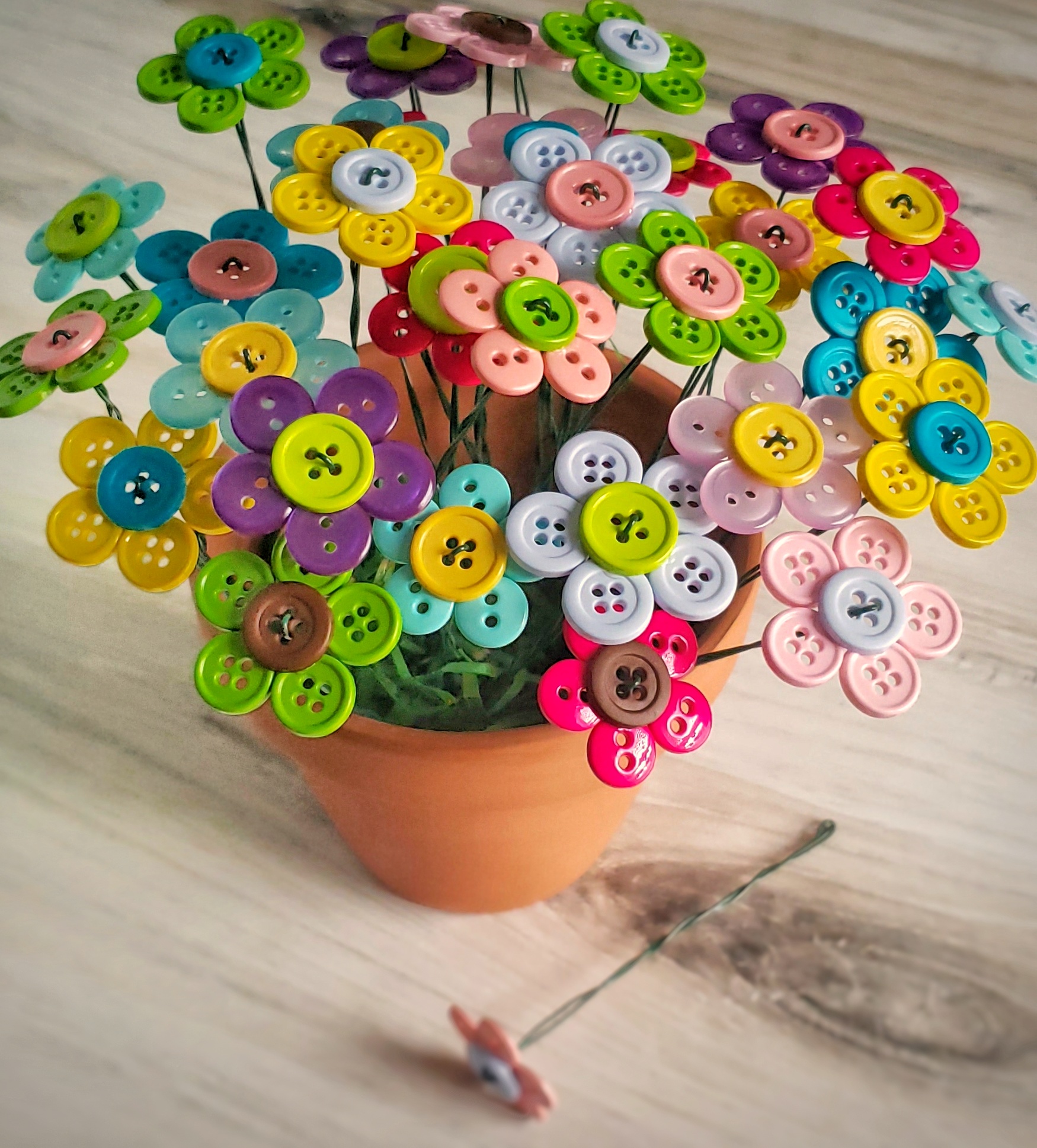Button Flower Bouquet - Roses & Whiskers