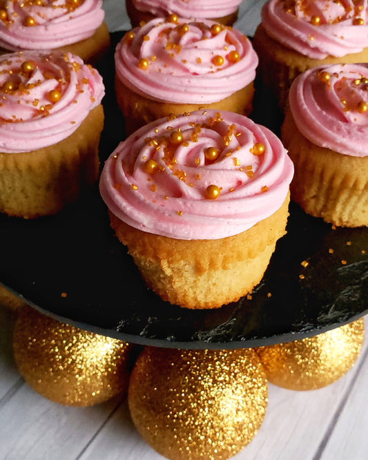 Salted Caramel Champagne Buttercream Cupcakes